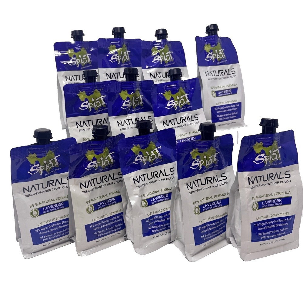 12 Pack Splat Naturals Semi Permanent Vegan Cruelty Free Hair Color LAVENDER